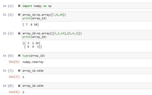 python multidimensional numpy array code size type shape