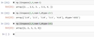 python numpy linspace function parameters
