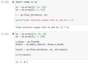 numpy.floor_divide() Function explained with python code examples in jupyter notebook
