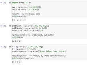python numpy.fmod() function Numpy parameters with code examples in jupyter notebook explained